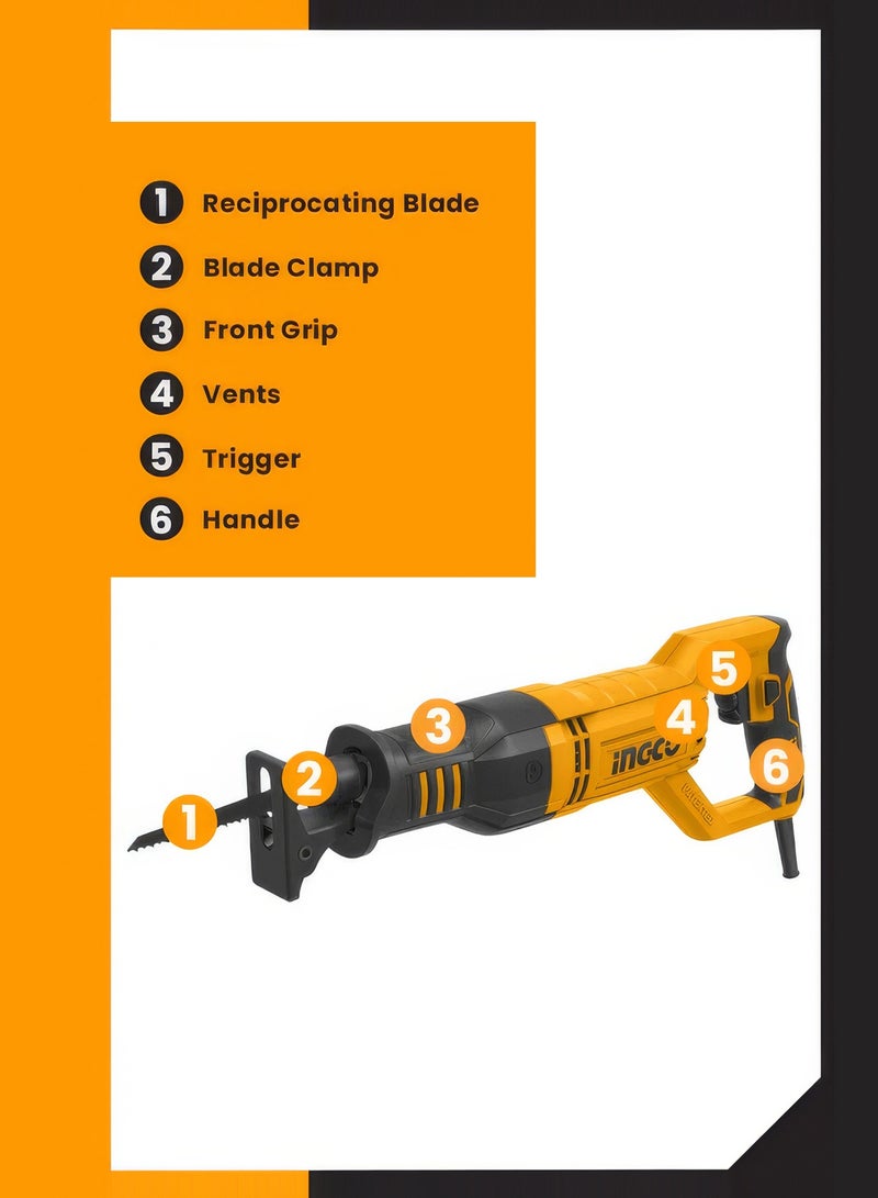 INGCO Industrial Grade Reciprocating Saw 750 Watts - Image 2