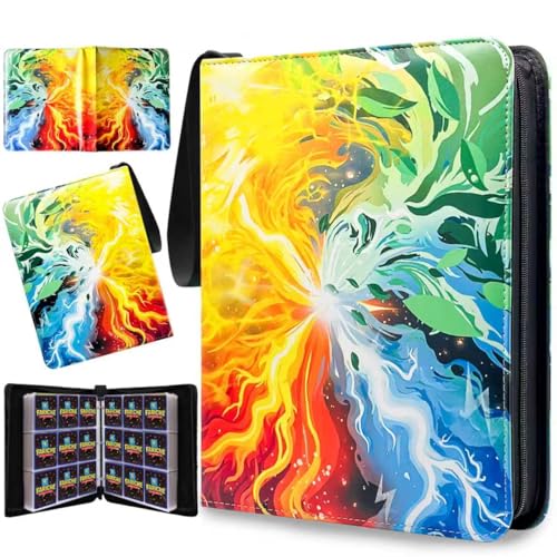 FARICHE Trading Card Binder for TCG Cards 9Pocket Portable Card Collector Ablum Holder Book Fits 900 Cards with 50 Removable Sleeve Waterproof Card Binder Display Storage Carrying Cases for TCGStorm - Image 1