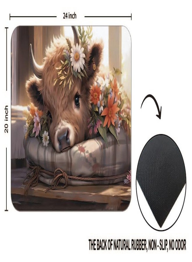 OFlich Highland Cow Mouse Pad - Highland Cow Mouse Pads for Desk, Floral Mouse Pad, Highland Cow Mousepad with Non-Slip Rubber Base for Laptop Computer Desktop Keyboard (9.5×7.9 Inch), Small, JW560 - Image 5