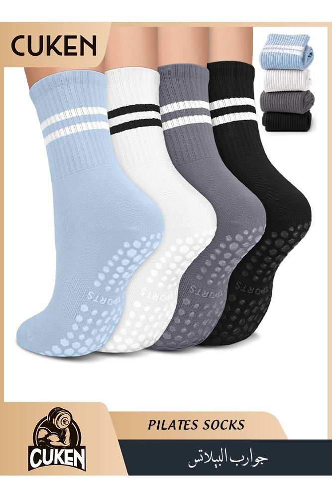 Cuken Pilates Socks with Grips for Women, Non-slip Yoga Athletic Socks for Barefoot Workout Hospital (Multicolour) - Image 1