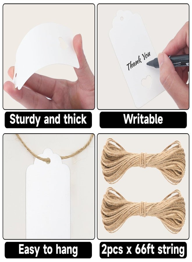 G2PLUS Gift Tags with String, 100PCS Hollow Heart Gift Tags, 3.7x1.8 in Blank Label Hang Tag, Heart Wedding Favors Tag, White Paper Hangtags for Valentine's, Mother's Day, Christmas Party Favors - Image 3