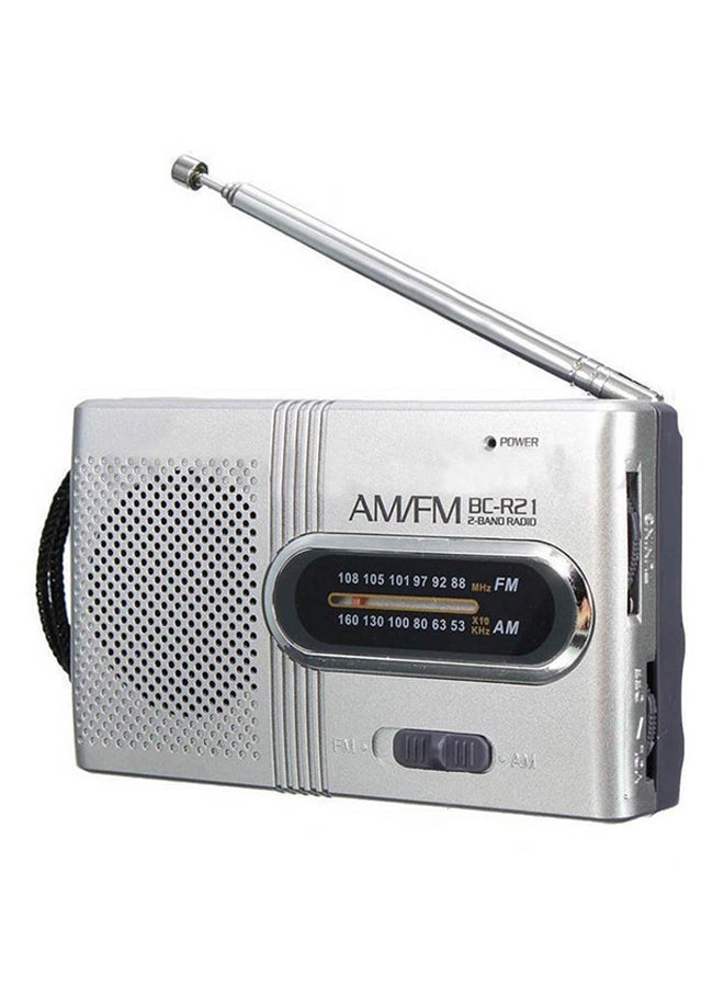إسكدنيا Mini Portable AM/FM Radio Speaker 295729 Silver/Black - Image 2