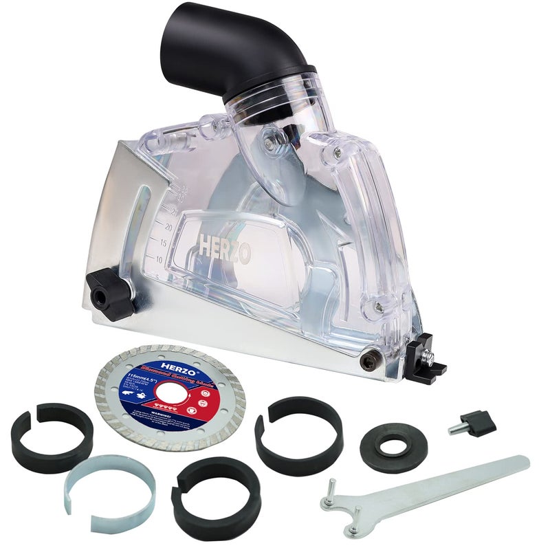 HERZO Dust Extraction Cutting Guard, Cutting Dust Shroud with Diamond Saw Blade for 5 inch Angle Grinder - Image 1
