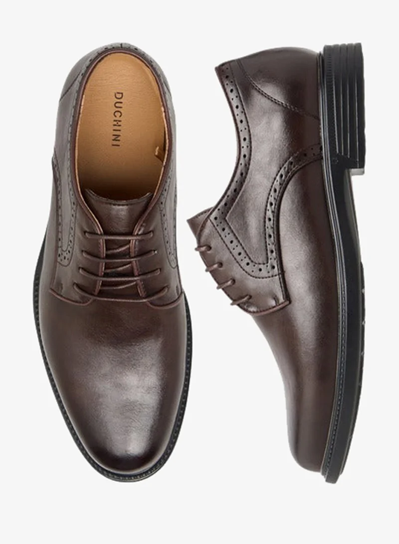 Duchini Men's Textured Derby Shoes with Lace-Up Closure