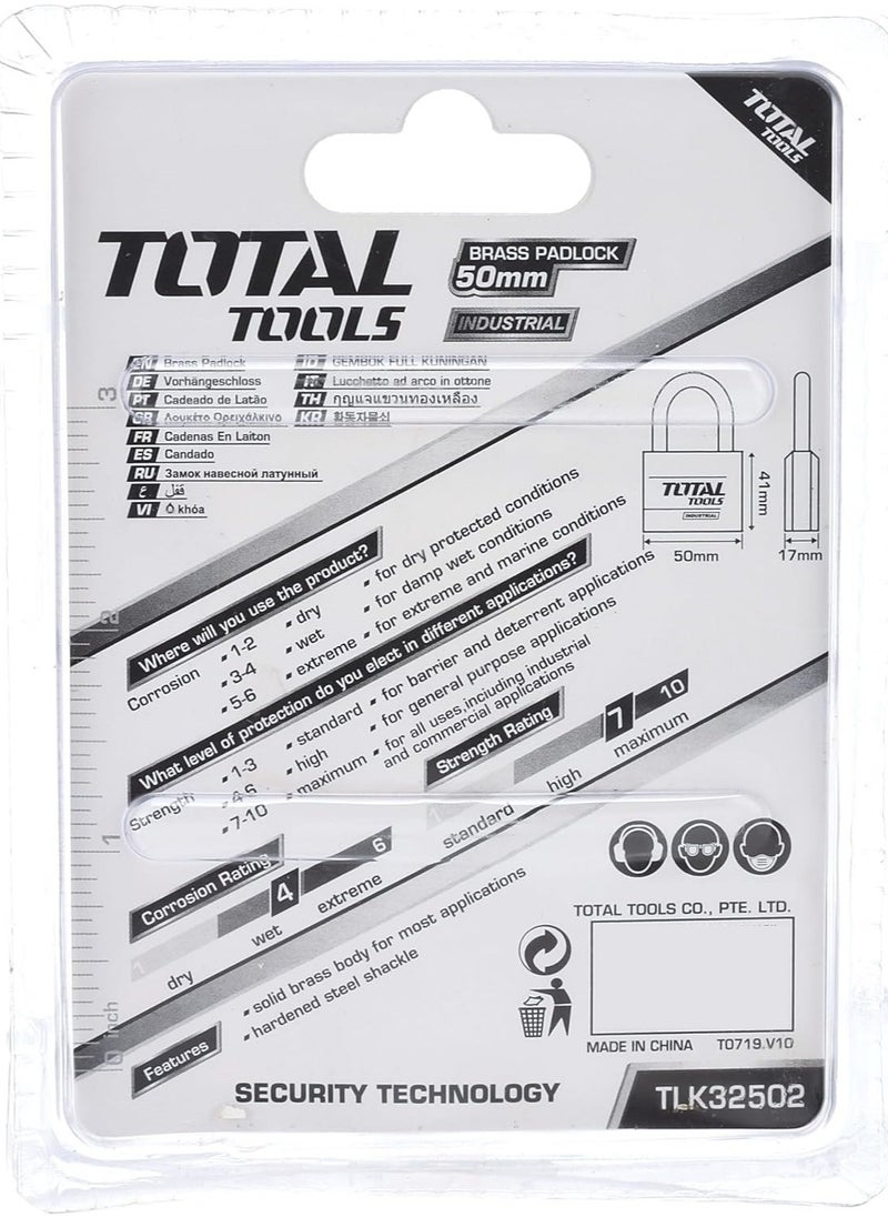 TOTAL Heavy Duty Brass Padlock 50 MM  - Image 3