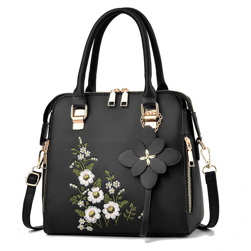 〖Bross-Border Women’S Bag〗Embroidered Handbag Fashion Middle-Aged Simple Single Shoulder Crossbody Bag Drop Shipping - Image 4