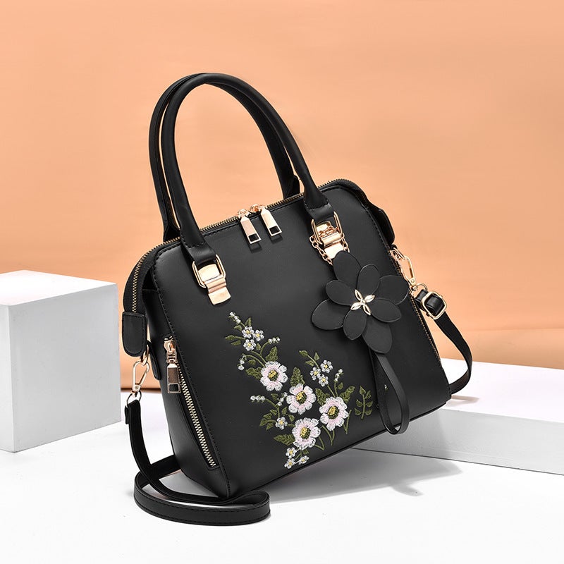 〖Bross-Border Women’S Bag〗Embroidered Handbag Fashion Middle-Aged Simple Single Shoulder Crossbody Bag Drop Shipping - Image 3