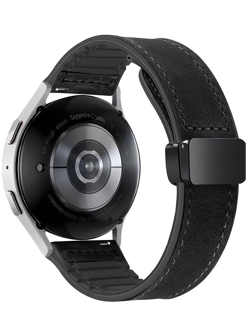 TDZDDYS 22mm Leather Watch Strap with Magnetic Buckle Design, Compatible with Huawei GT3/4 46mm, GT3 Pro, Huawei Watch 3, GT2e, GT2 Pro, GT2 42/46mm, Samsung Galaxy Watch 3 45mm/Gear S3(Black)mm Leather Watch Strap with Magnetic Buckle Design, Compatible with Huawei GT3/4 46mm, GT3 Pro, Huawei Watch 3, GT2e, GT2 Pro, GT2 42/46mm, Samsung Galaxy Watch 3 45mm/Gear S3(Black) - Image 2