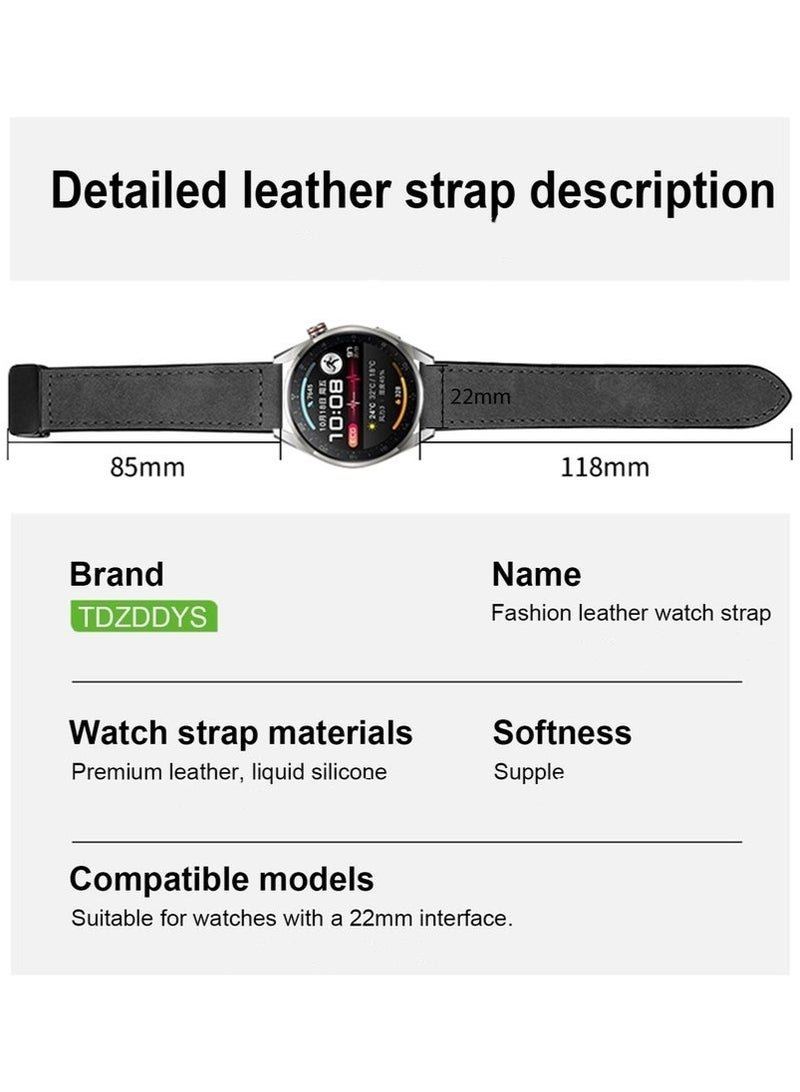 TDZDDYS 22mm Leather Watch Strap with Magnetic Buckle Design, Compatible with Huawei GT3/4 46mm, GT3 Pro, Huawei Watch 3, GT2e, GT2 Pro, GT2 42/46mm, Samsung Galaxy Watch 3 45mm/Gear S3(Black)mm Leather Watch Strap with Magnetic Buckle Design, Compatible with Huawei GT3/4 46mm, GT3 Pro, Huawei Watch 3, GT2e, GT2 Pro, GT2 42/46mm, Samsung Galaxy Watch 3 45mm/Gear S3(Black) - Image 5