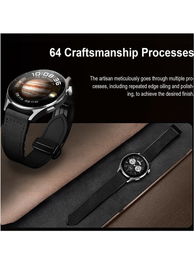 TDZDDYS 22mm Leather Watch Strap with Magnetic Buckle Design, Compatible with Huawei GT3/4 46mm, GT3 Pro, Huawei Watch 3, GT2e, GT2 Pro, GT2 42/46mm, Samsung Galaxy Watch 3 45mm/Gear S3(Black)mm Leather Watch Strap with Magnetic Buckle Design, Compatible with Huawei GT3/4 46mm, GT3 Pro, Huawei Watch 3, GT2e, GT2 Pro, GT2 42/46mm, Samsung Galaxy Watch 3 45mm/Gear S3(Black) - Image 3