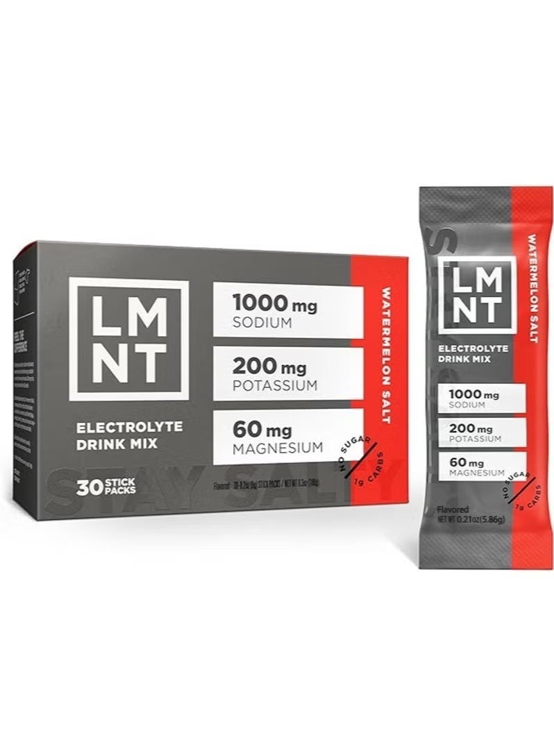 LMNT Zero Sugar Electrolytes - Watermelon Salt | Drink Mix | 30-Sachets - Image 1