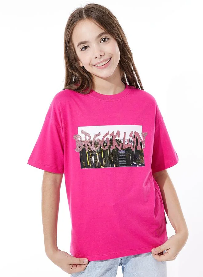 victor and jane Graphic Print Dropped Shoulder T-Shirt by Styli