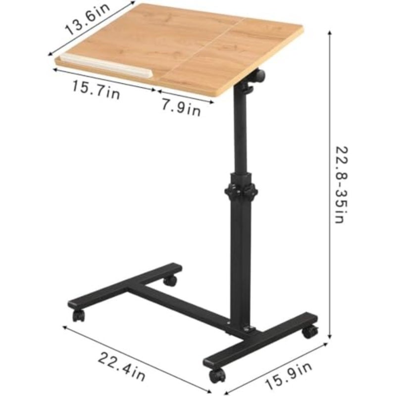 Table Lap Desk for Laptop Rolling Cart Tilting Overbed Bedside Table Overbed Desk Overbed Table with Wheels Adjustable Laptop Stand Sofa Side Table - Image 2