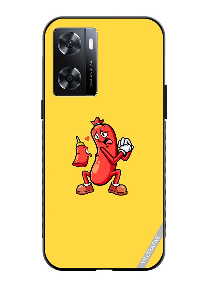 VR CREATIVE Protective Case Cover For Oppo A57/A77s Ketchup Love Sausagel Design Multicolour - Image 1
