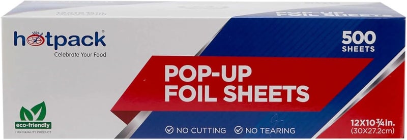 Hotpack Aluminum Pop Up Foil Sheets 30x27.2cm, 500 Sheets - Image 1