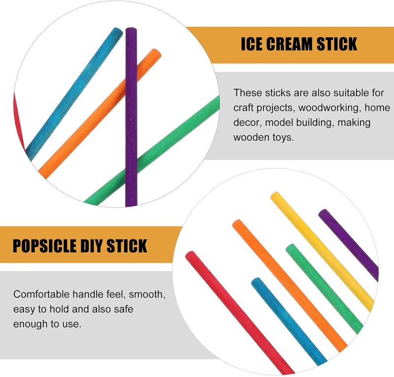 500 Pcs Wooden Ice Cream Making Sticks with Rounded Smooth Edges for DIY Ice Pop Crafts Art and Math Teaching Accessories Safe Non-Scratch Handles for Creative and School Projects - Image 3