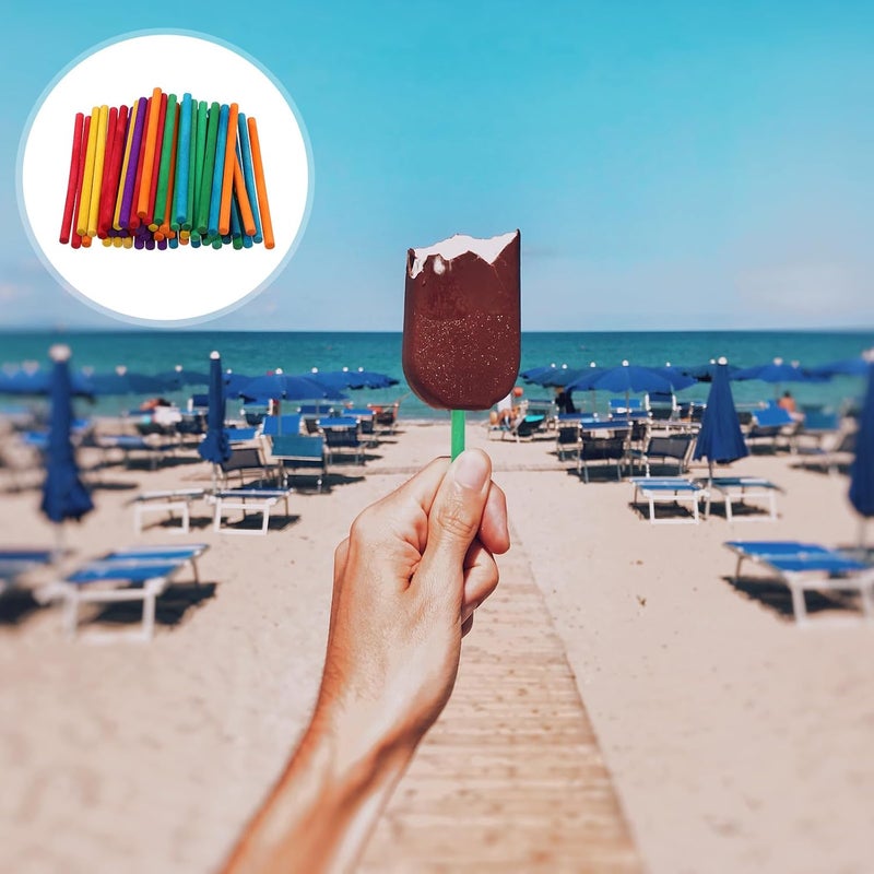 500 Pcs Wooden Ice Cream Making Sticks with Rounded Smooth Edges for DIY Ice Pop Crafts Art and Math Teaching Accessories Safe Non-Scratch Handles for Creative and School Projects - Image 4