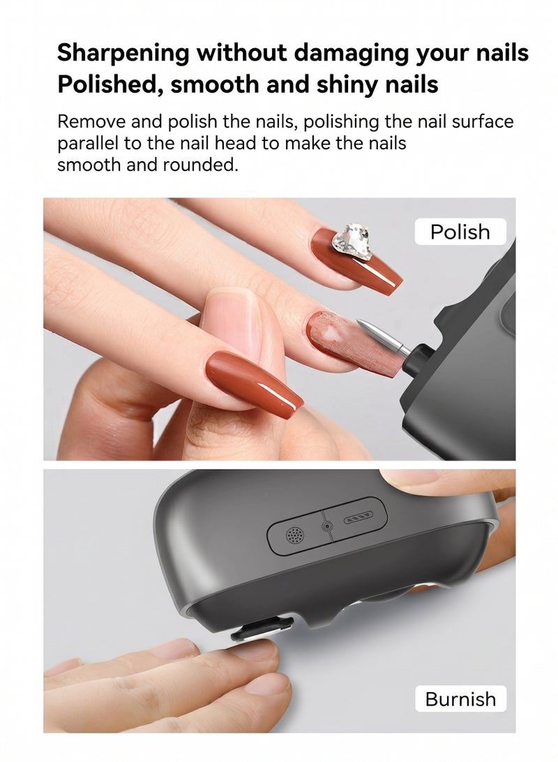 BASILKIT Electric Nail Clipper for Kids & Adults (grey), 4-in-1 Automatic Trimmer & Polisher with LED Light, Magnetic Dust Cover, 2 Speeds & USB-C Rechargeable, Safe Nail Clippers for Baby & Elderly Care - Image 2