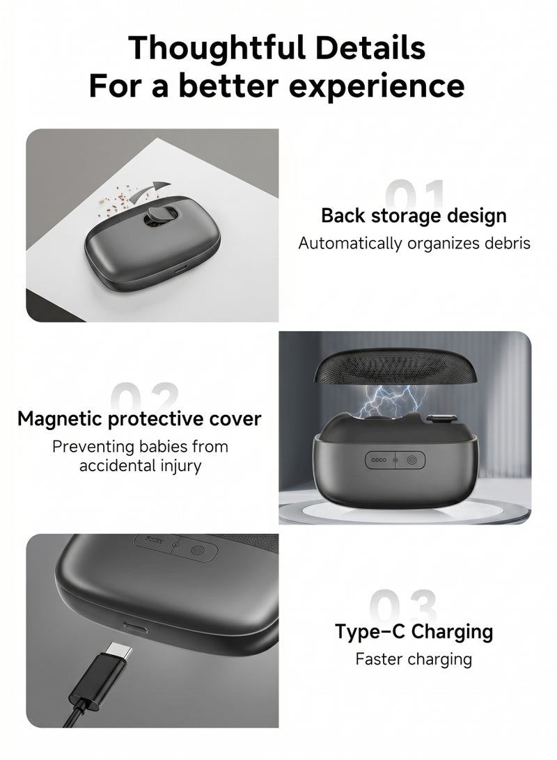 BASILKIT Electric Nail Clipper for Kids & Adults (grey), 4-in-1 Automatic Trimmer & Polisher with LED Light, Magnetic Dust Cover, 2 Speeds & USB-C Rechargeable, Safe Nail Clippers for Baby & Elderly Care - Image 3