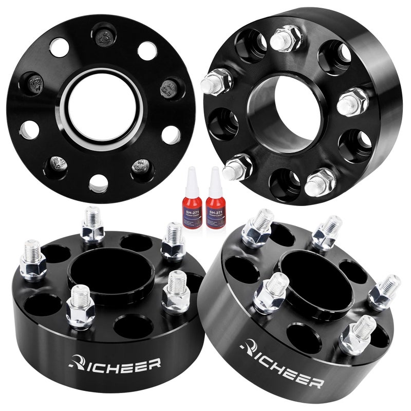 فواصل العجلات Richeer 2 بوصة 5x5 لسيارات Wrangler JL 2018-2024 و Grand Cherokee WK2 WL 2011-2024 و Gladiator JT 2019-2024 و Durango 2011-2023 مع مسامير 14x15 وفتحة مركزية 715 مم