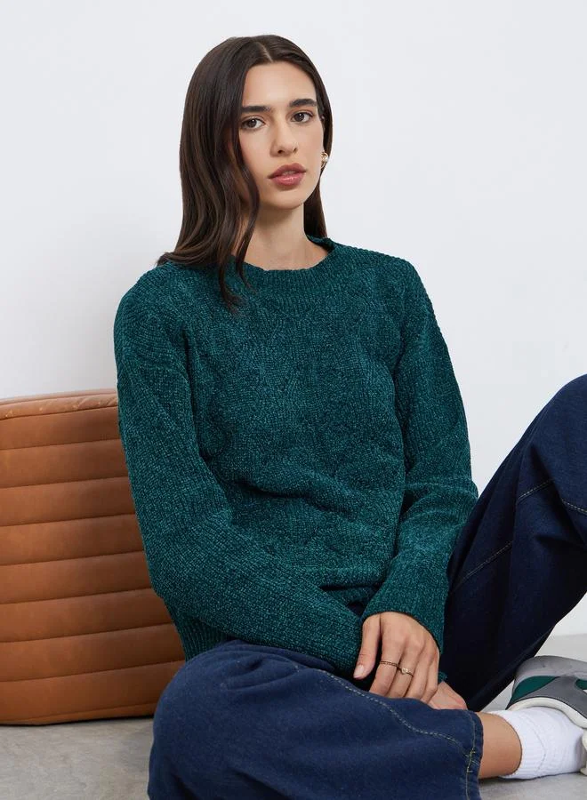 Styli Emerald Green Knit Oversized Sweater