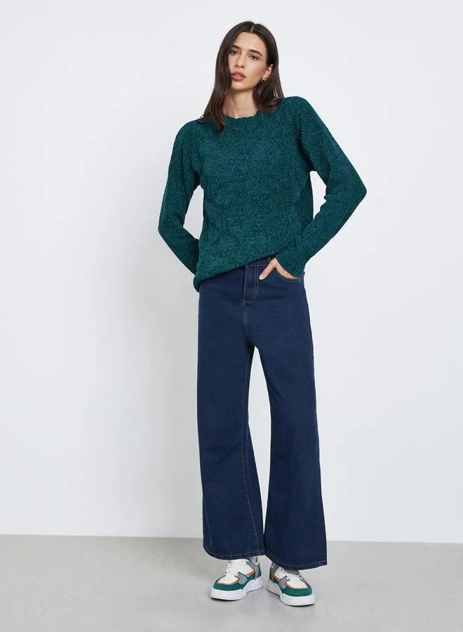 Styli Styli Emerald Green Knit Oversized Sweater
