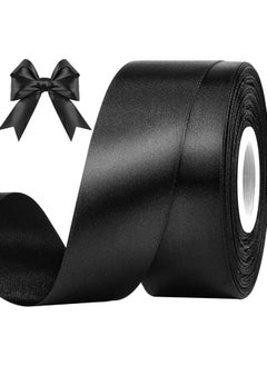 Unique Black Ribbon 1-1/2 Inch, 25 Yards Solid Satin Fabric Ribbons for Gift Wrapping, Christmas Garland, Christmas Tree Ornaments, Bows Making, DIY Crafts, Sewing Projects and Wedding Party  - Image 1