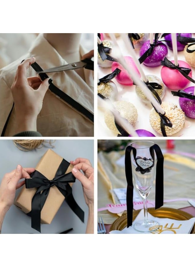 Black Ribbon 1-1/2 Inch, 25 Yards Solid Satin Fabric Ribbons for Gift Wrapping, Christmas Garland, Christmas Tree Ornaments, Bows Making, DIY Crafts, Sewing Projects and Wedding Party