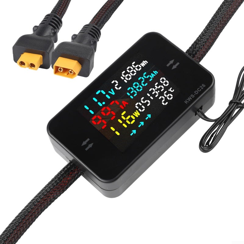 اختبار بطارية DC 8 80V مع عداد الطاقة بشاشة LCD ملونة وإنذارات وتسجيل البيانات لـ XT 60 25A - Image 3