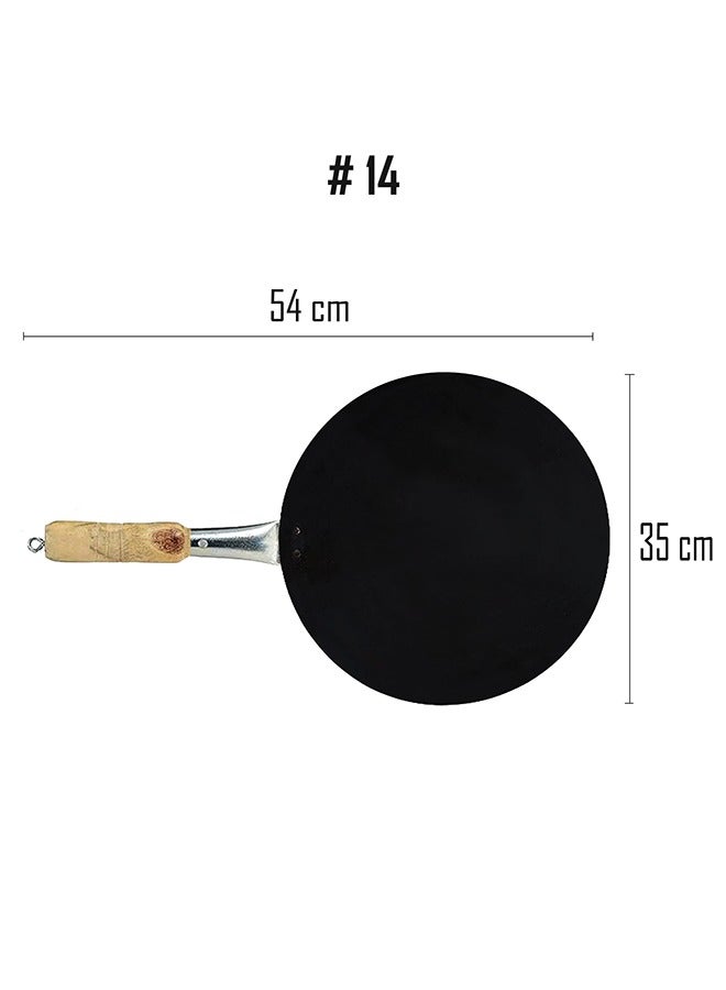 Lion Iron Tawa with Natural Wooden Handle and Hanging Loop – No. 14, 35 cm, Heavy-Duty Iron for Even Heat Distribution, Perfect for Dosa, Roti, Paratha, and Flatbreads - Image 5