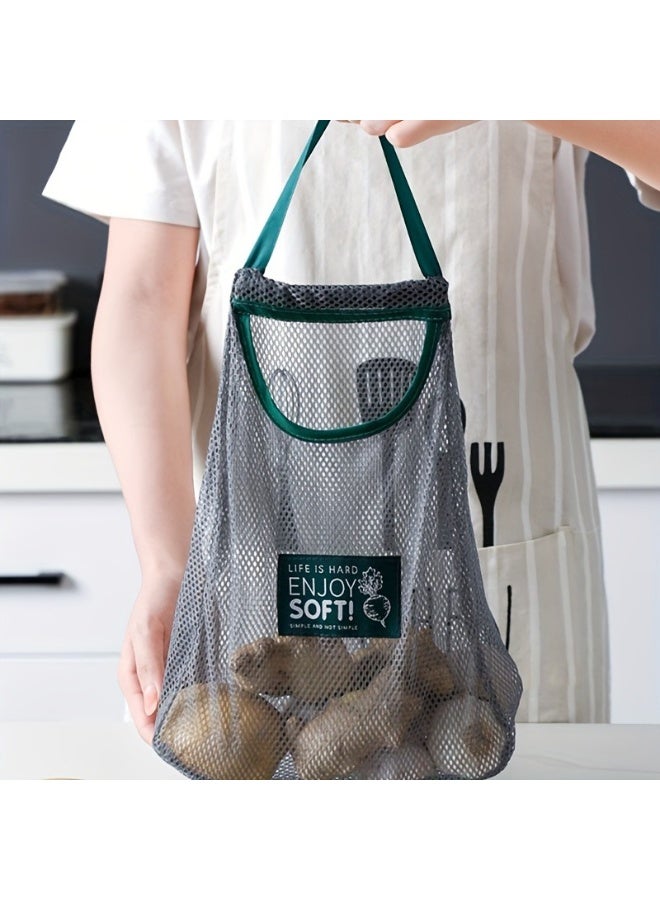 3قطع كيس تخزين شبكي معلّق لحفظ الخضروات والفواكه طازجة تصميم متين وخفيف الوزن قابل للطي مع تهوية للحفاظ على البصل، الثوم، الطماطم، والخضروات طازجة - Image 5