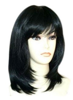 Kalyss Kalyss Black Wigs with Hair Bangs Medium Long Straight Layered Synthetic Hair Wigs for Women  - Image 2