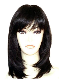 Kalyss Kalyss Black Wigs with Hair Bangs Medium Long Straight Layered Synthetic Hair Wigs for Women  - Image 1
