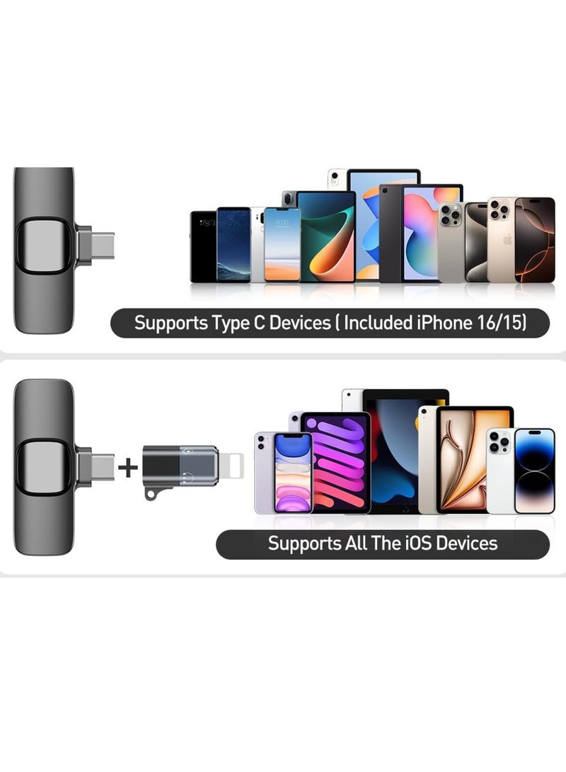 لوكسا ميكروفون لافاليه لاسلكي، ميكروفون صغير لاسلكي لأجهزة iPhone و iPad و Android - عبوتان من ميكروفونات لافاليه لتسجيل الفيديو - ميكروفون iPhone لتسجيل صوت واضح تمامًا لمنشئي المحتوى - Image 5