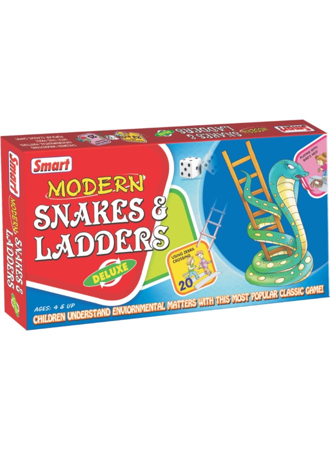 Creative's Smart Modern Snakes & Ladders Deluxe | Educational Board Game for Kids Fun Family Game for 2–6 Players | While Playing Classic Snakes & Ladders | Ages 4 & Up
