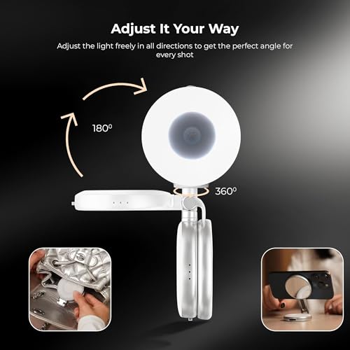 Digitek (DRL 3W) Magnetic Selfie Ring Light with Makeup Mirror, 3 Color Modes 2700K, 5600K, 7500K, 360° Rotation & 180° Pan, Type-C, Use with Smartphones, Laptops & Tabs for Vlogs, Meetings & Makeup - Image 5