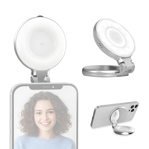 Digitek (DRL 3W) Magnetic Selfie Ring Light with Makeup Mirror, 3 Color Modes 2700K, 5600K, 7500K, 360° Rotation & 180° Pan, Type-C, Use with Smartphones, Laptops & Tabs for Vlogs, Meetings & Makeup - Image 1