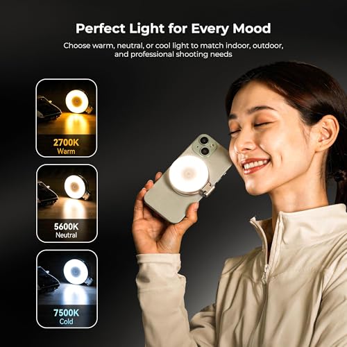 Digitek (DRL 3W) Magnetic Selfie Ring Light with Makeup Mirror, 3 Color Modes 2700K, 5600K, 7500K, 360° Rotation & 180° Pan, Type-C, Use with Smartphones, Laptops & Tabs for Vlogs, Meetings & Makeup - Image 4