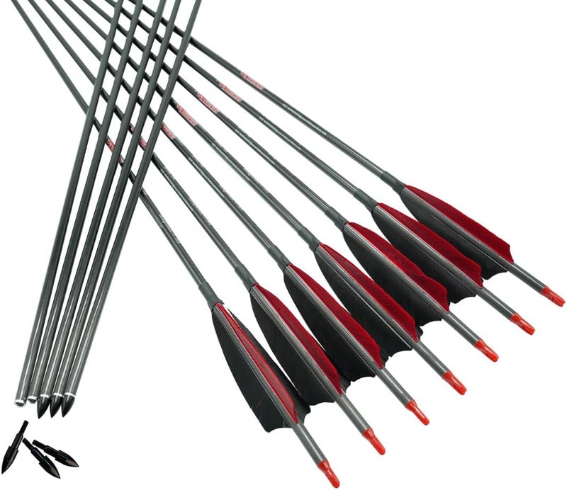 Linkboy Archery Pure Carbon Arrows Spine 300 340 400 500 600 700 800 900 1000 for Compound Recurve Bow Hunting Shooting Target 12pcs - Image 4