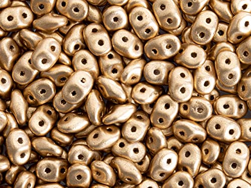SuperDuo Czech SuperDuo Two-Hole Seed Crystal Beads 5.5x2.5mm Crystal Bronze Pale Gold 22gram - Image 3