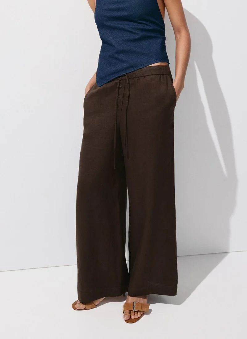مانجو Wide-Leg Linen Pants