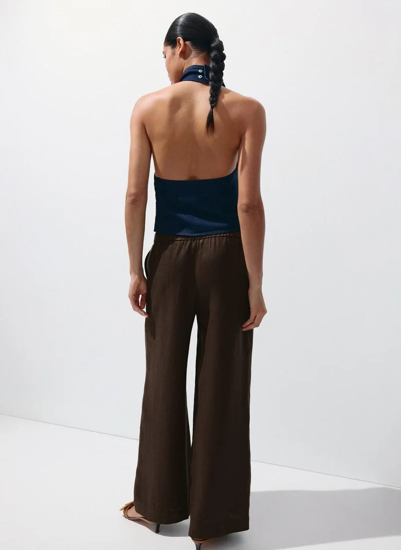 مانجو Wide-Leg Linen Pants