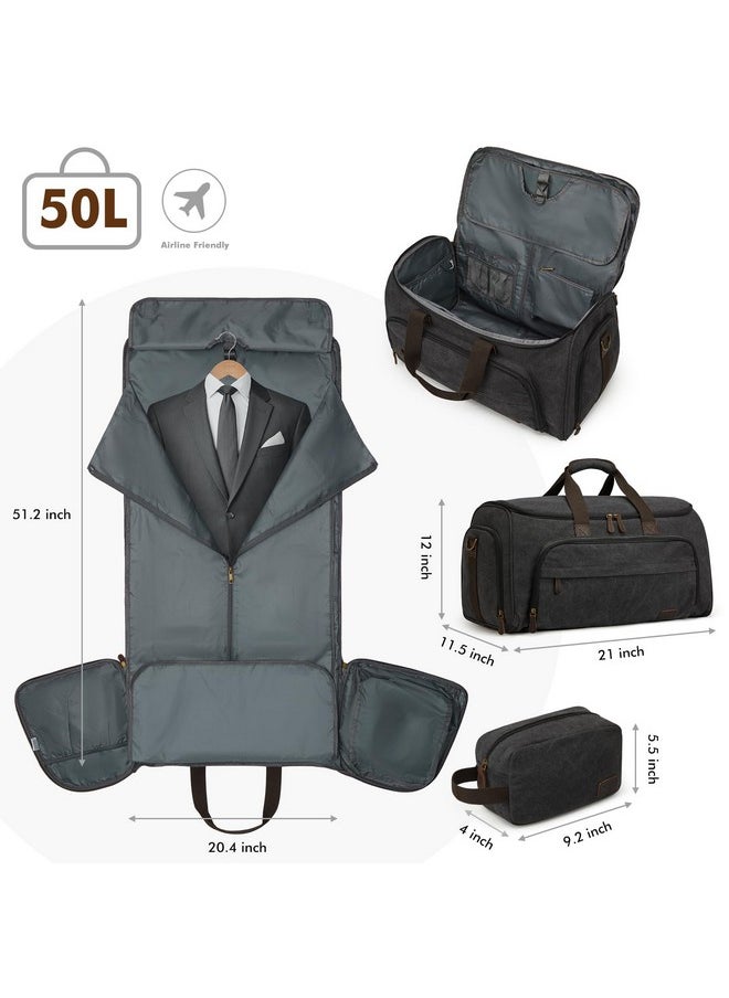 S-ZONE S-ZONE Carry On Garment Bag for Travel Convertible Garment Duffle Bag Suit Bags for Men Women Travel 2 in 1 Hanging Suitcase Business Travel Bag with Toiletry Bag, Black, 50l  - Image 3