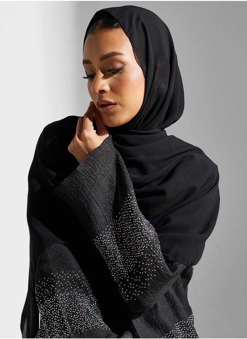 hayas closet Embellished Flared Sleeve Abaya