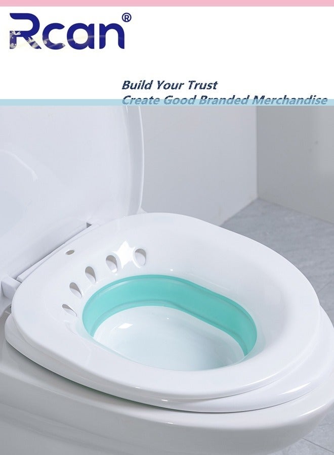 Rcan Sitz Bath for Toilet Seat Hemorrhoids Foldable Postpartum Care Basin Sits Bath Kit for Women Great for Maternity Postpartum Care Designed for Perineum Soaking Fits Universal Toilet - Image 1