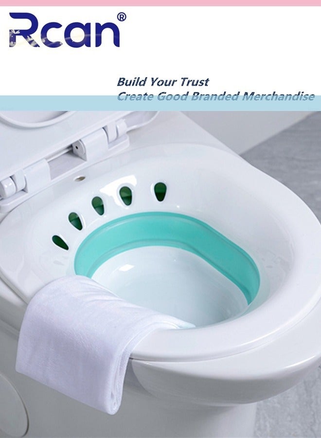 Rcan Sitz Bath for Toilet Seat Hemorrhoids Foldable Postpartum Care Basin Sits Bath Kit for Women Great for Maternity Postpartum Care Designed for Perineum Soaking Fits Universal Toilet - Image 3