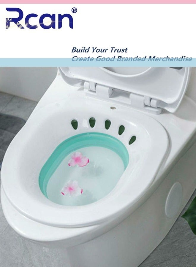 Rcan Sitz Bath for Toilet Seat Hemorrhoids Foldable Postpartum Care Basin Sits Bath Kit for Women Great for Maternity Postpartum Care Designed for Perineum Soaking Fits Universal Toilet - Image 2