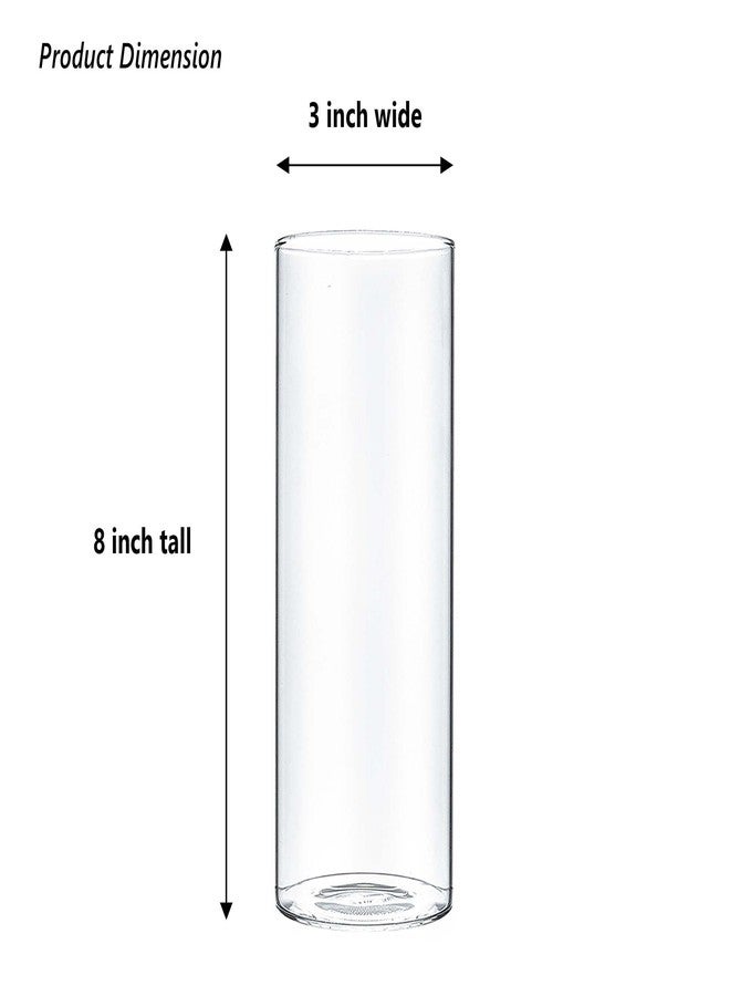 سي واي إس إكسيل مزهرية أسطوانية من الزجاج الشفاف من سي إس إكسل (ارتفاع: 8 بوصات، قطر: 3 بوصات)، حامل شموع عائم، قطعة مركزية لحفلات الزفاف، ديكور منزلي - Image 2