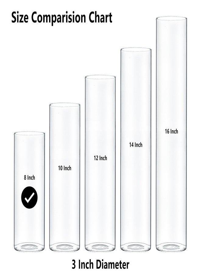 سي واي إس إكسيل مزهرية أسطوانية من الزجاج الشفاف من سي إس إكسل (ارتفاع: 8 بوصات، قطر: 3 بوصات)، حامل شموع عائم، قطعة مركزية لحفلات الزفاف، ديكور منزلي - Image 4