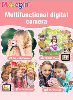 ميبيجين كاميرا لعبة أطفال، كاميرا فيديو رقمية عالية الدقة 1080P HD للأطفال الصغار مع بطاقة SD سعة 32G وحبل، كاميرا سيلفي محمولة عالية الدقة 13 مليون بكسل مع خاصية التصوير في التوقيت، هدية مثالية للأطفال  - Image 4